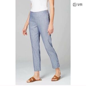 J. Jill Linen Stretch Women’s Medium Chambray Pull On Pants Trouser Pant